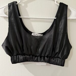 Heiress Black Satin Crop Top